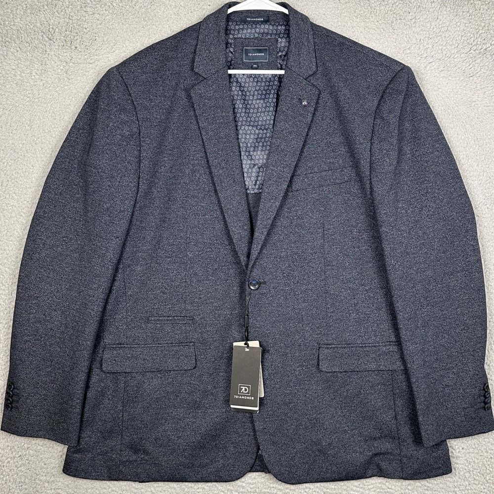 NEW 7 Diamonds Blazer Mens 3XL Kent Blue Performance Stretch Knit Sport Coat